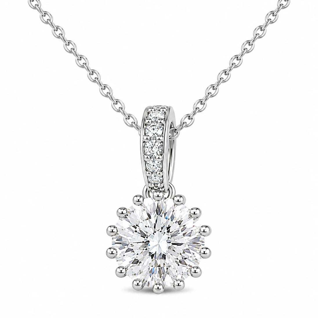 Celeste Halo Solitaire Pendant Necklace