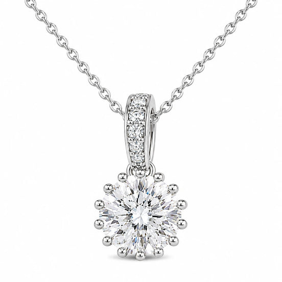 Celeste Halo Solitaire Pendant Necklace