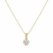 Celeste Halo Solitaire Pendant Necklace