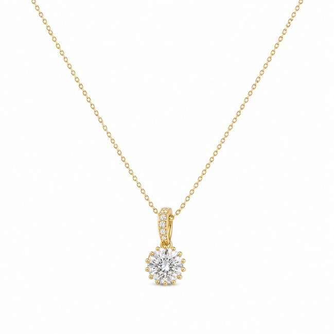 Celeste Halo Solitaire Pendant Necklace