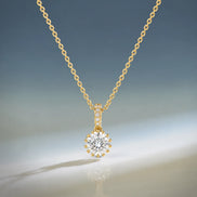 Celeste Halo Solitaire Pendant Necklace