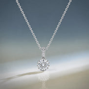 Celeste Halo Solitaire Pendant Necklace