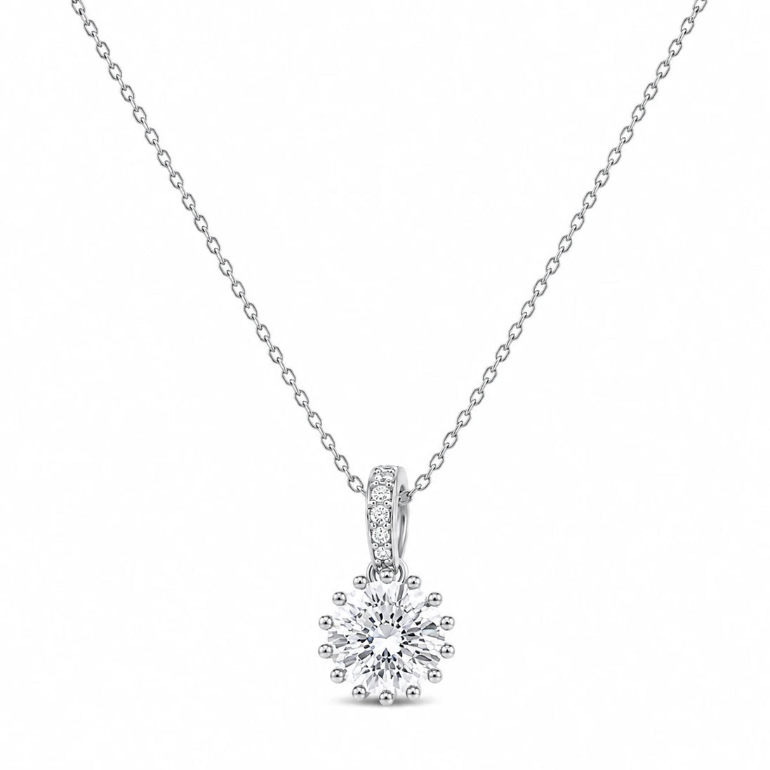 Celeste Halo Solitaire Pendant Necklace