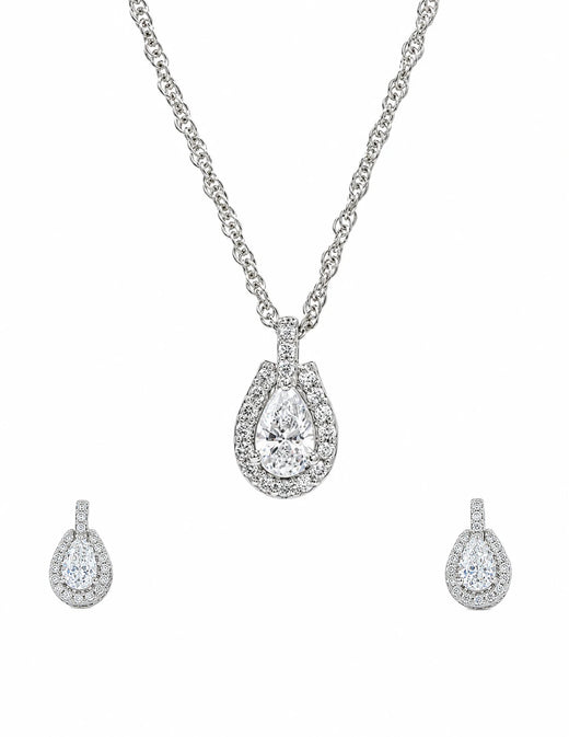 Eternal Teardrop Halo Jewelry Set