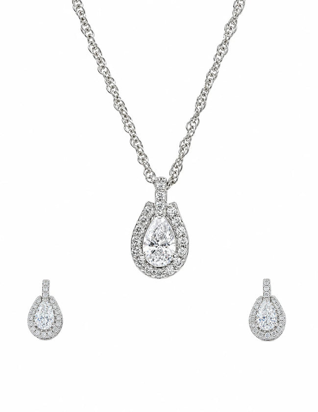Eternal Teardrop Halo Jewelry Set