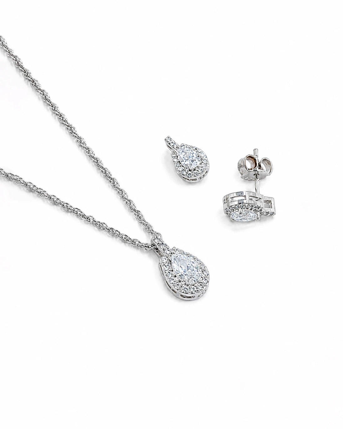 Eternal Teardrop Halo Jewelry Set