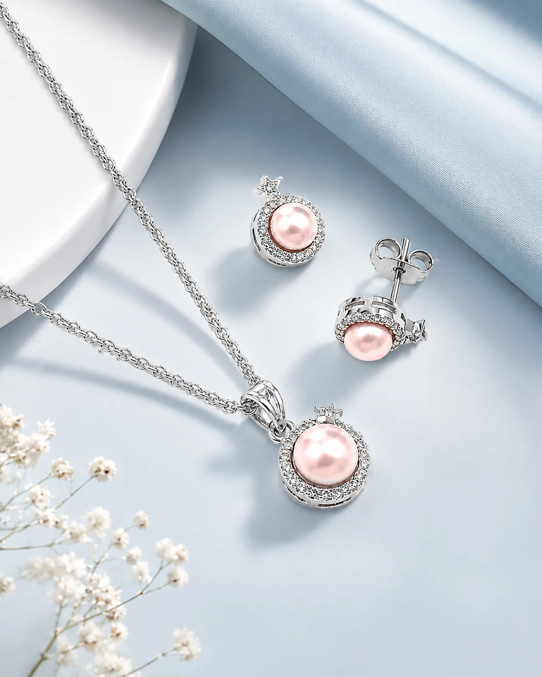 Celestial Blush Pearl Jewelry Set