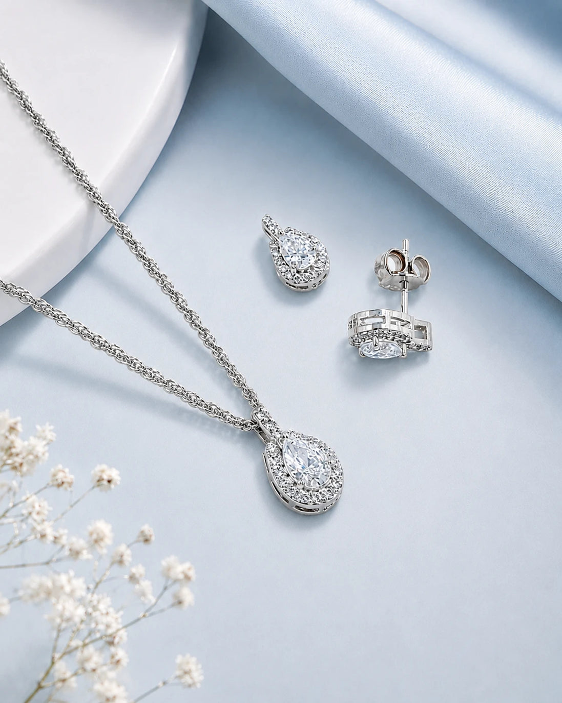Eternal Teardrop Halo Jewelry Set