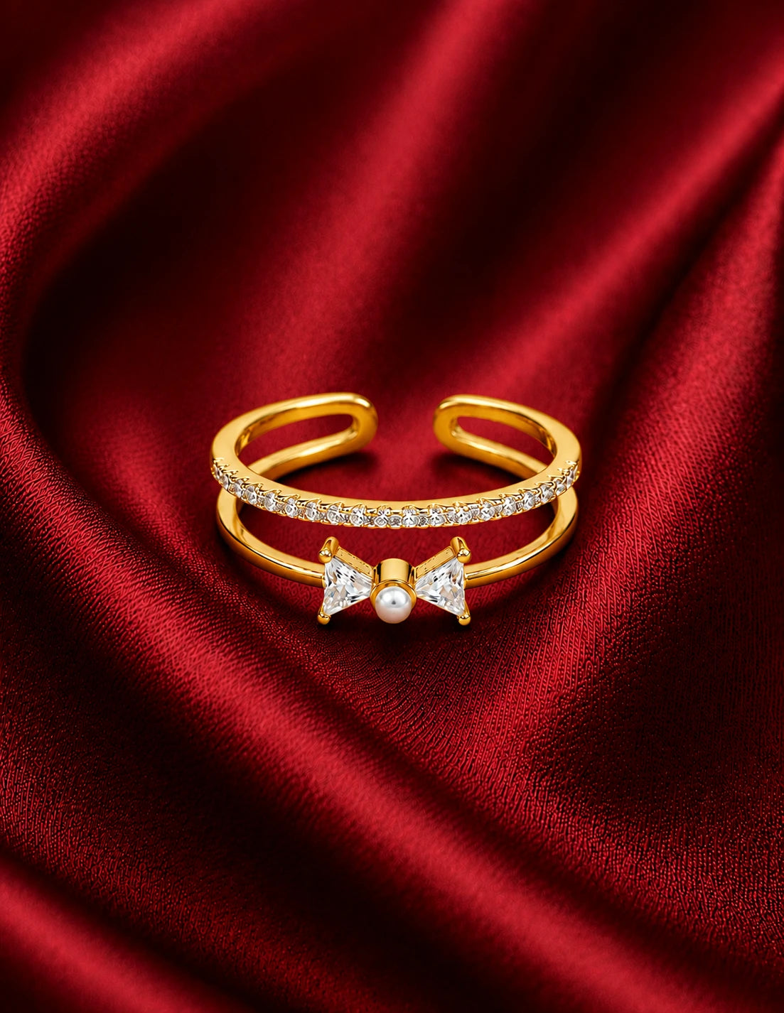 Pearl Bow Open Ring