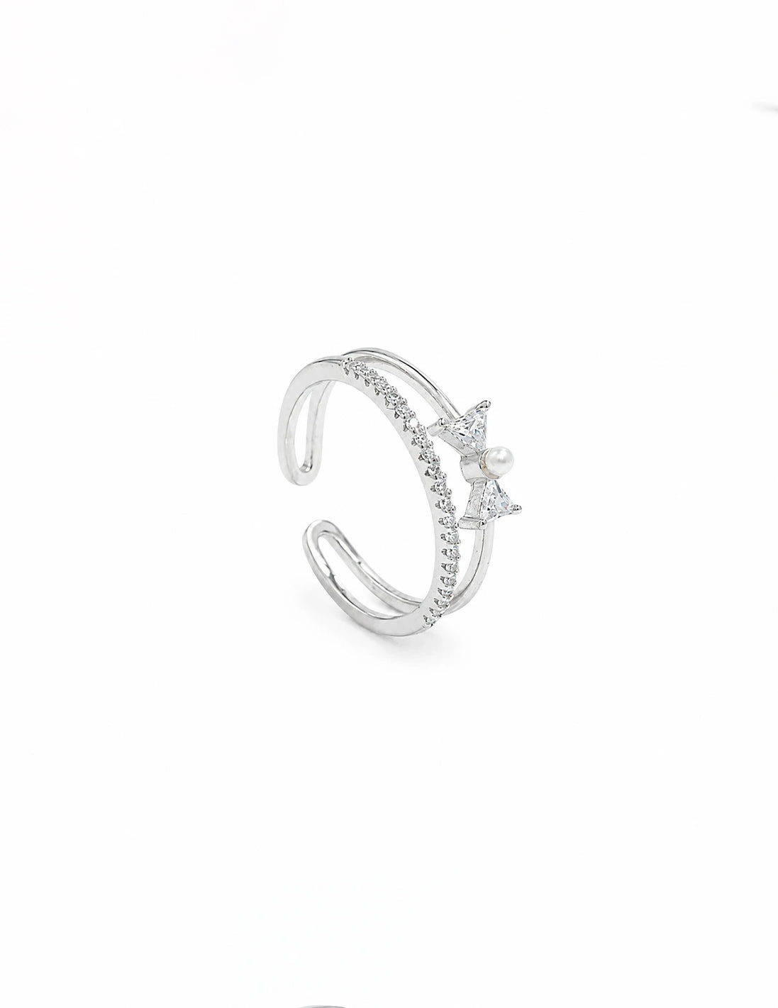 Pearl Bow Open Ring