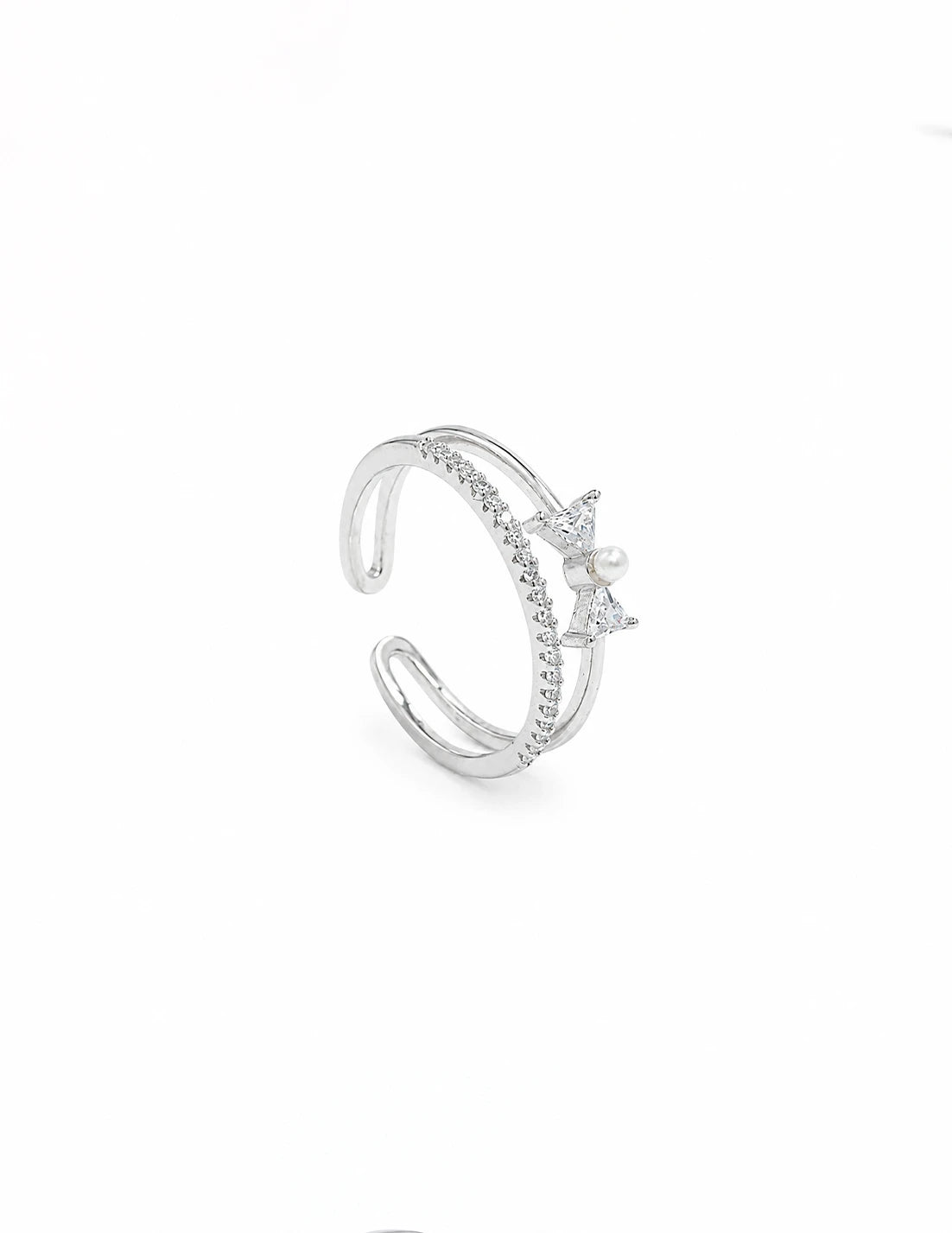 Pearl Bow Open Ring