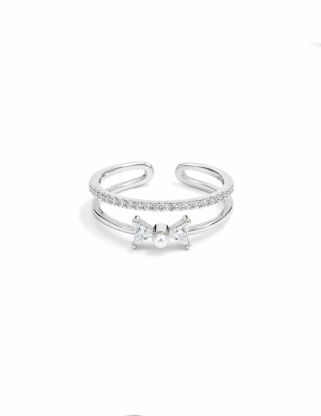 Pearl Bow Open Ring
