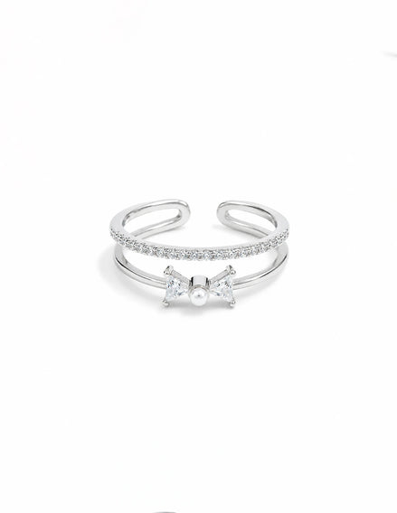 Pearl Bow Open Ring