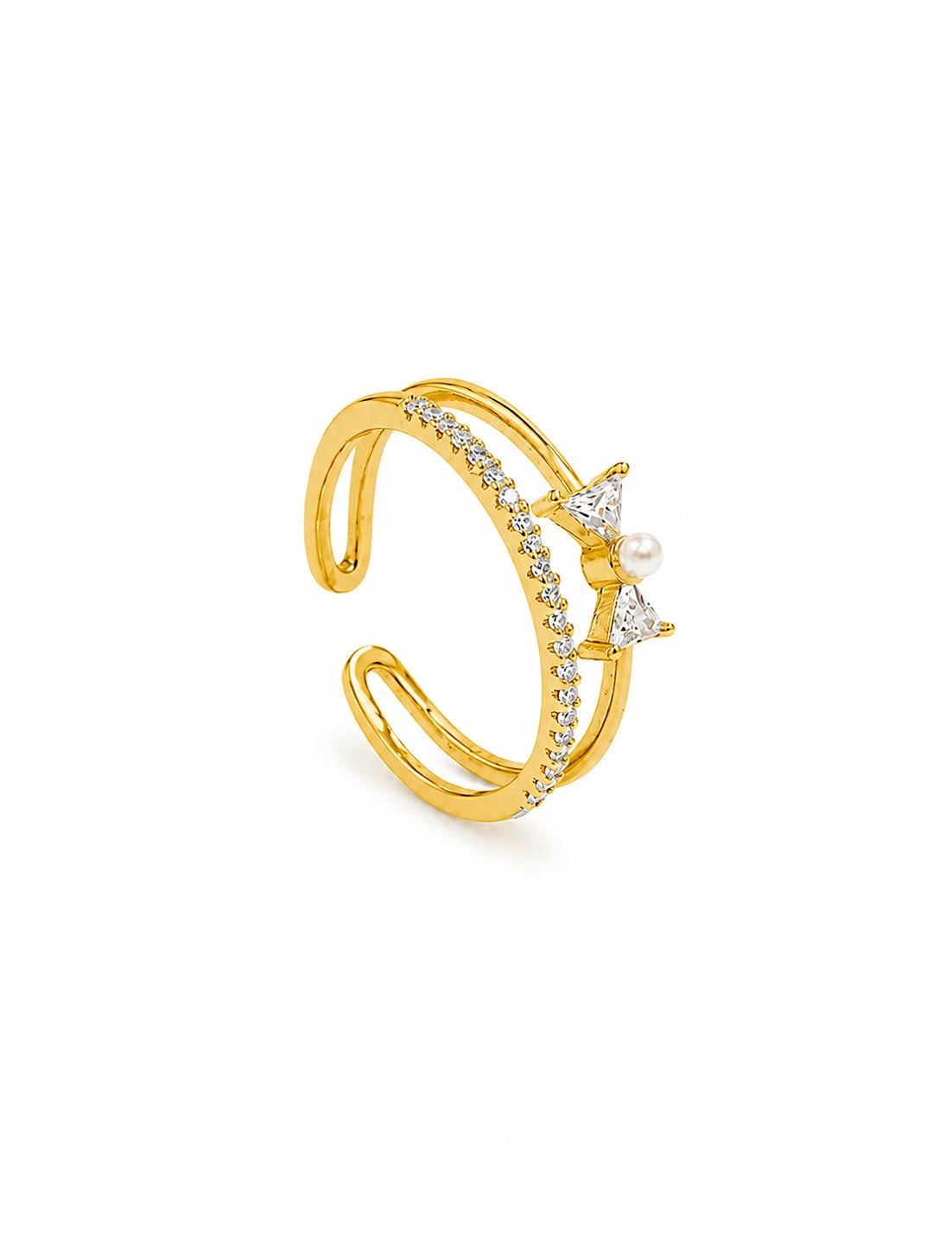 Pearl Bow Open Ring