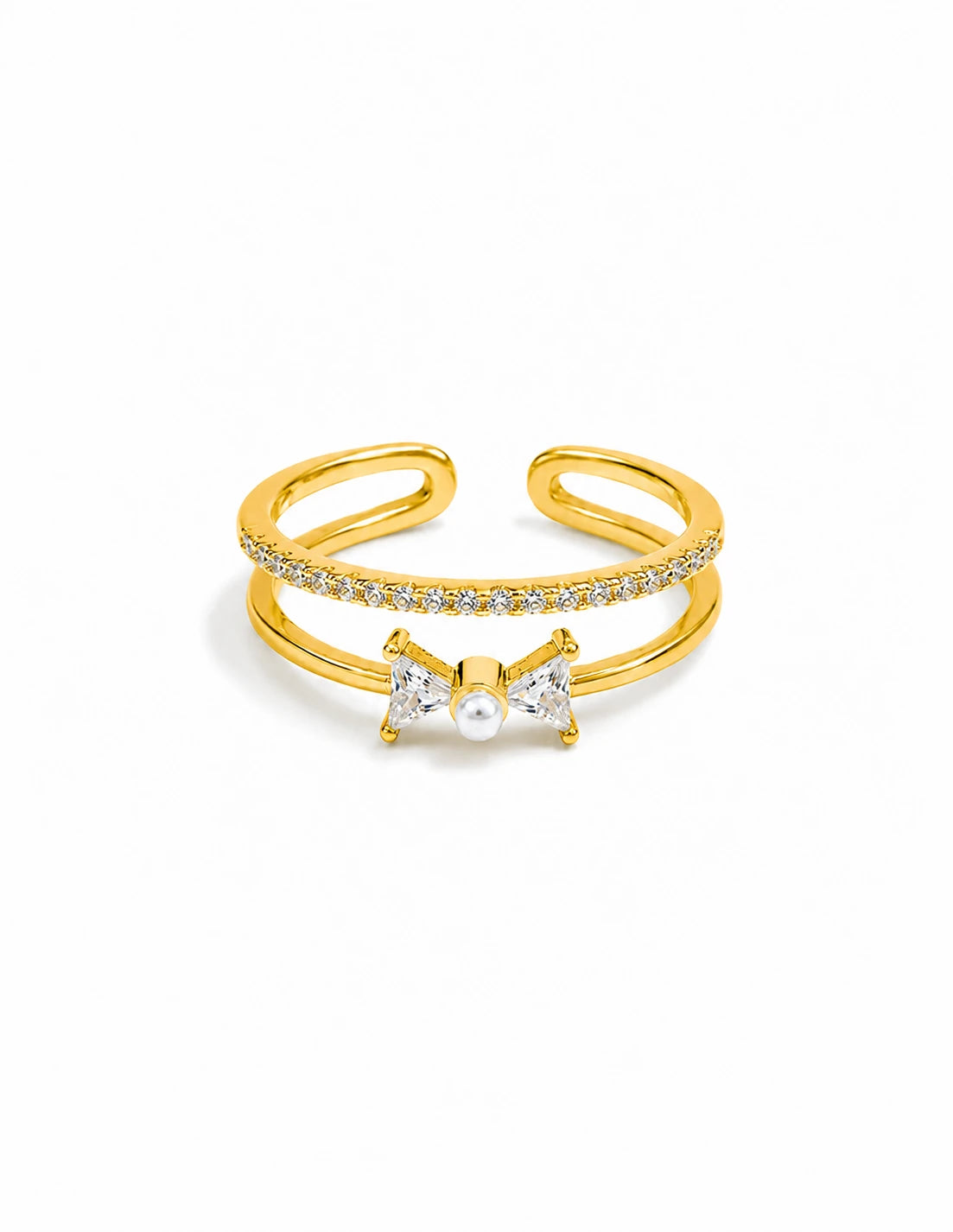 Pearl Bow Open Ring