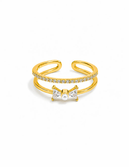 Pearl Bow Open Ring