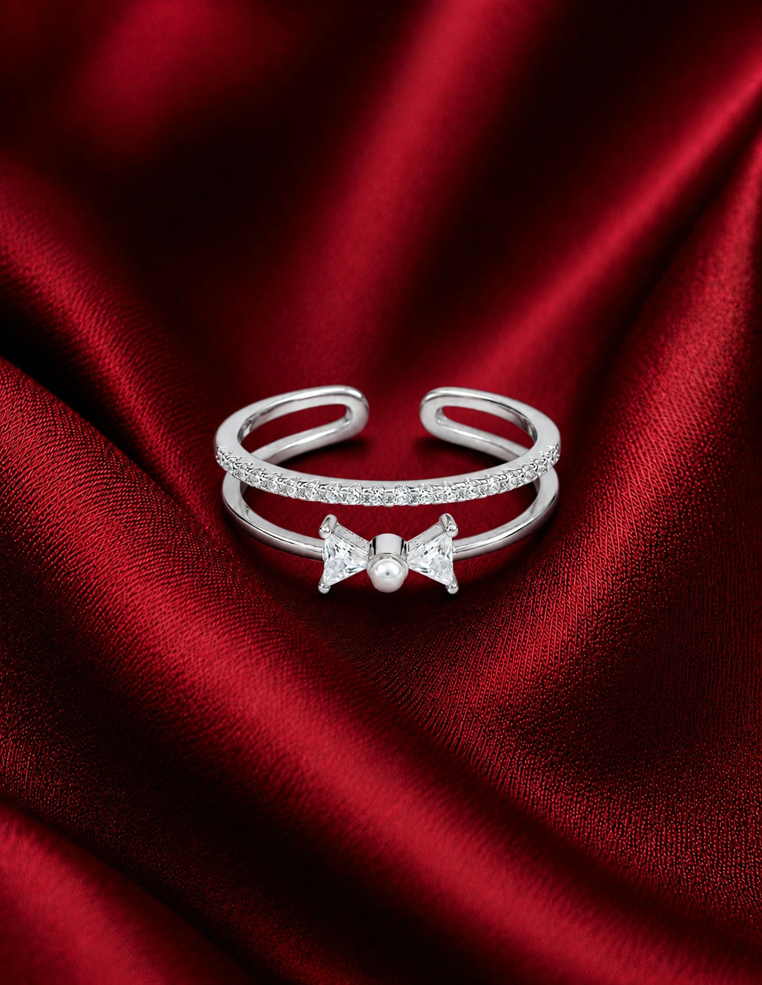 Pearl Bow Open Ring