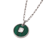 Silver Emerald Crest Medallion Necklace