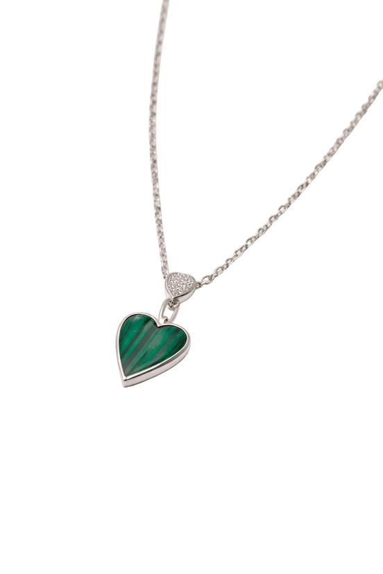 Silver Emerald Heart Whisper Necklace