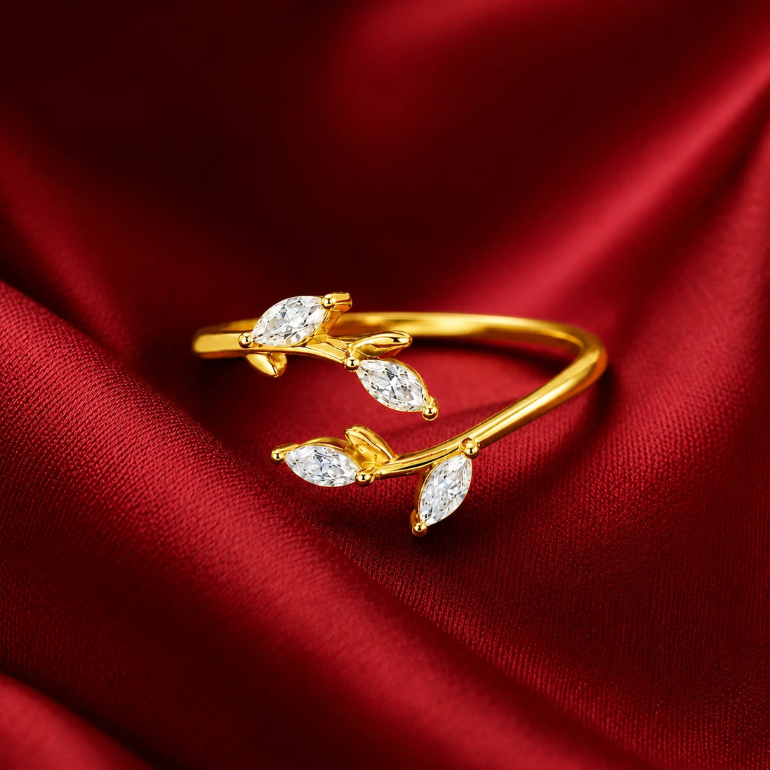 Marquise Leaf Open Ring
