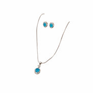 Silver Ocean Crown Pendant Set