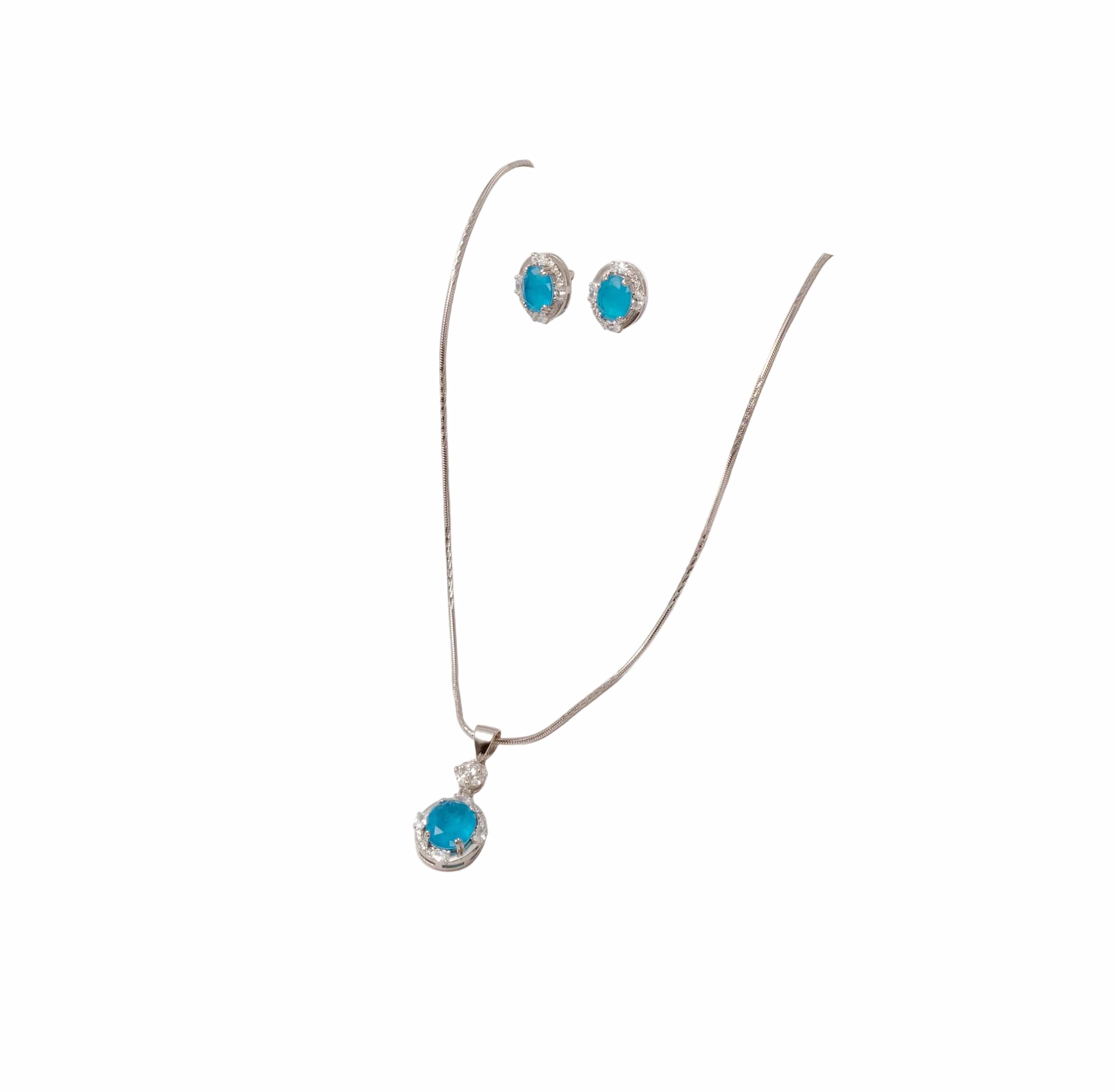Silver Ocean Crown Pendant Set
