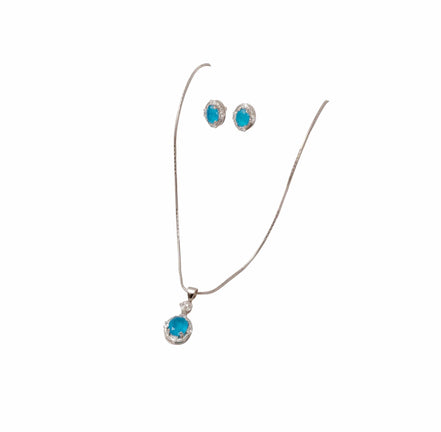 Silver Ocean Crown Pendant Set