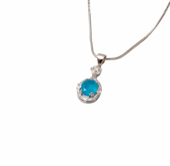Silver Ocean Crown Pendant Set