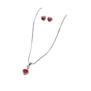 Silver Crimson Halo Heart Set