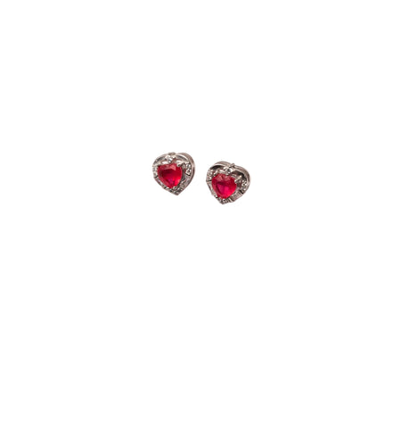 Silver Crimson Halo Heart Set