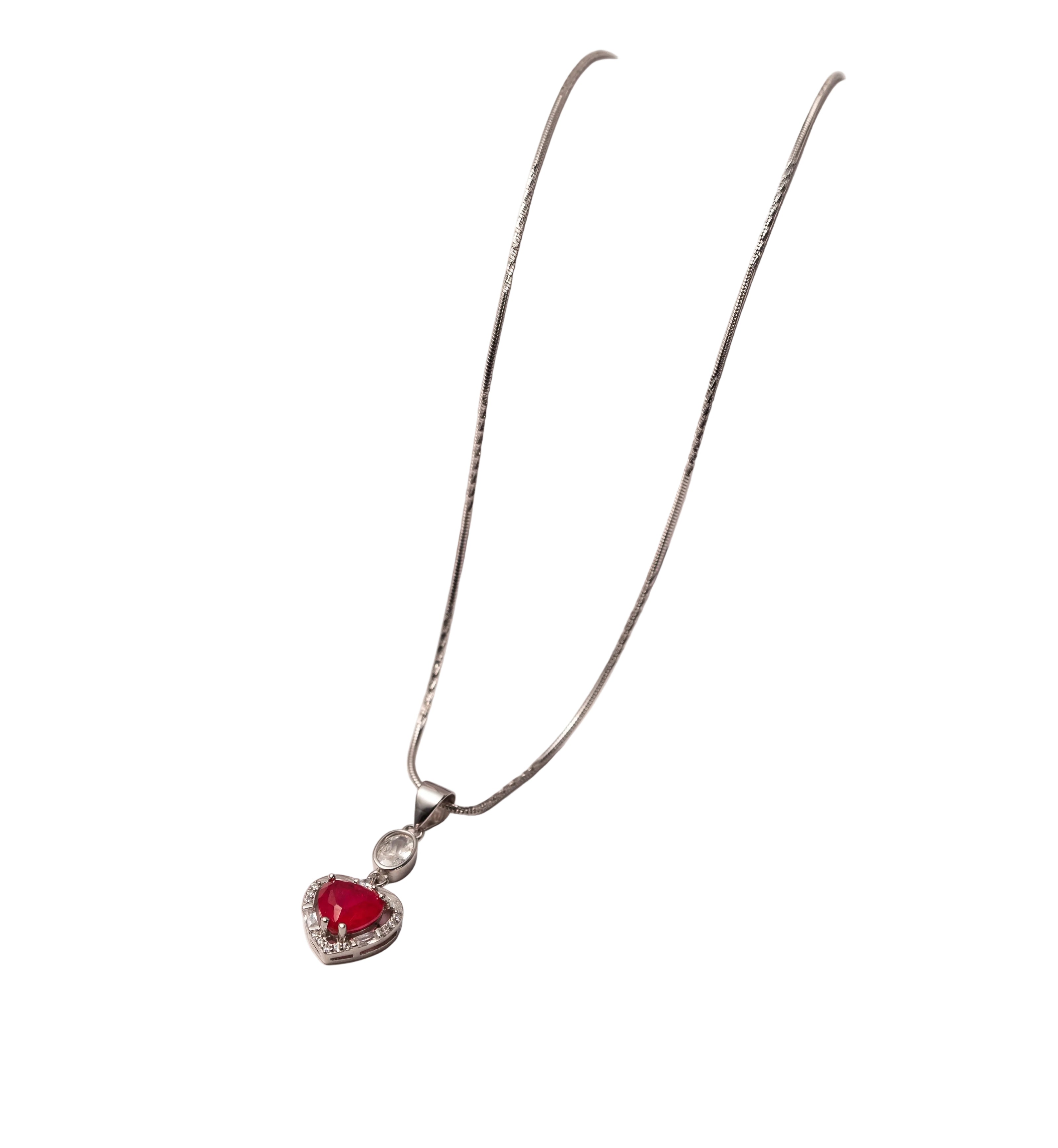 Silver Crimson Halo Heart Set