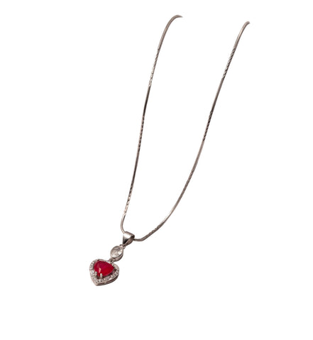 Silver Crimson Halo Heart Set
