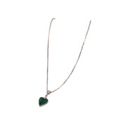 Silver Emerald Heart Whisper Necklace