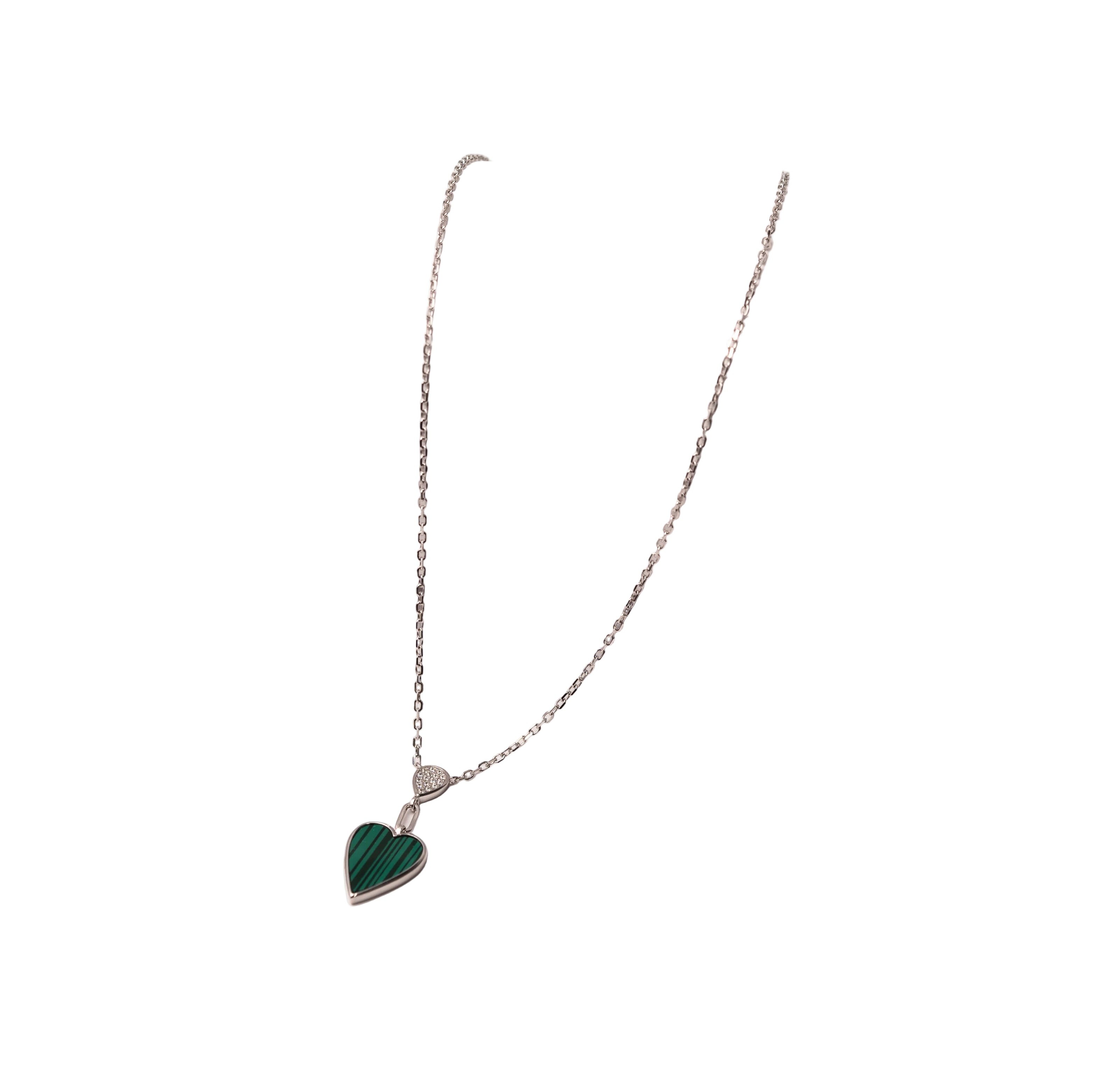 Silver Emerald Heart Whisper Necklace