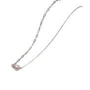 Silver Dual Chain Pearl Necklace