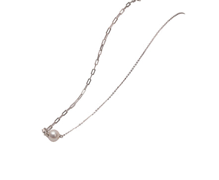 Silver Dual Chain Pearl Necklace