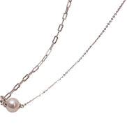 Silver Dual Chain Pearl Necklace