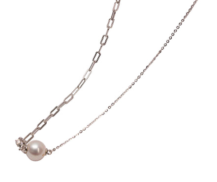 Silver Dual Chain Pearl Necklace