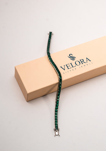 Silver Emerald Line Tennis Bracelet