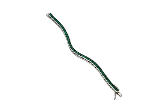 Silver Emerald Line Tennis Bracelet