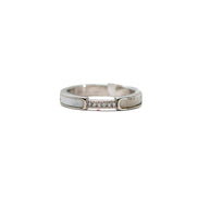 White Inlay Band with Center Crystal Accents