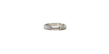 White Inlay Band with Center Crystal Accents