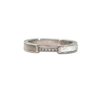 White Inlay Band with Center Crystal Accents