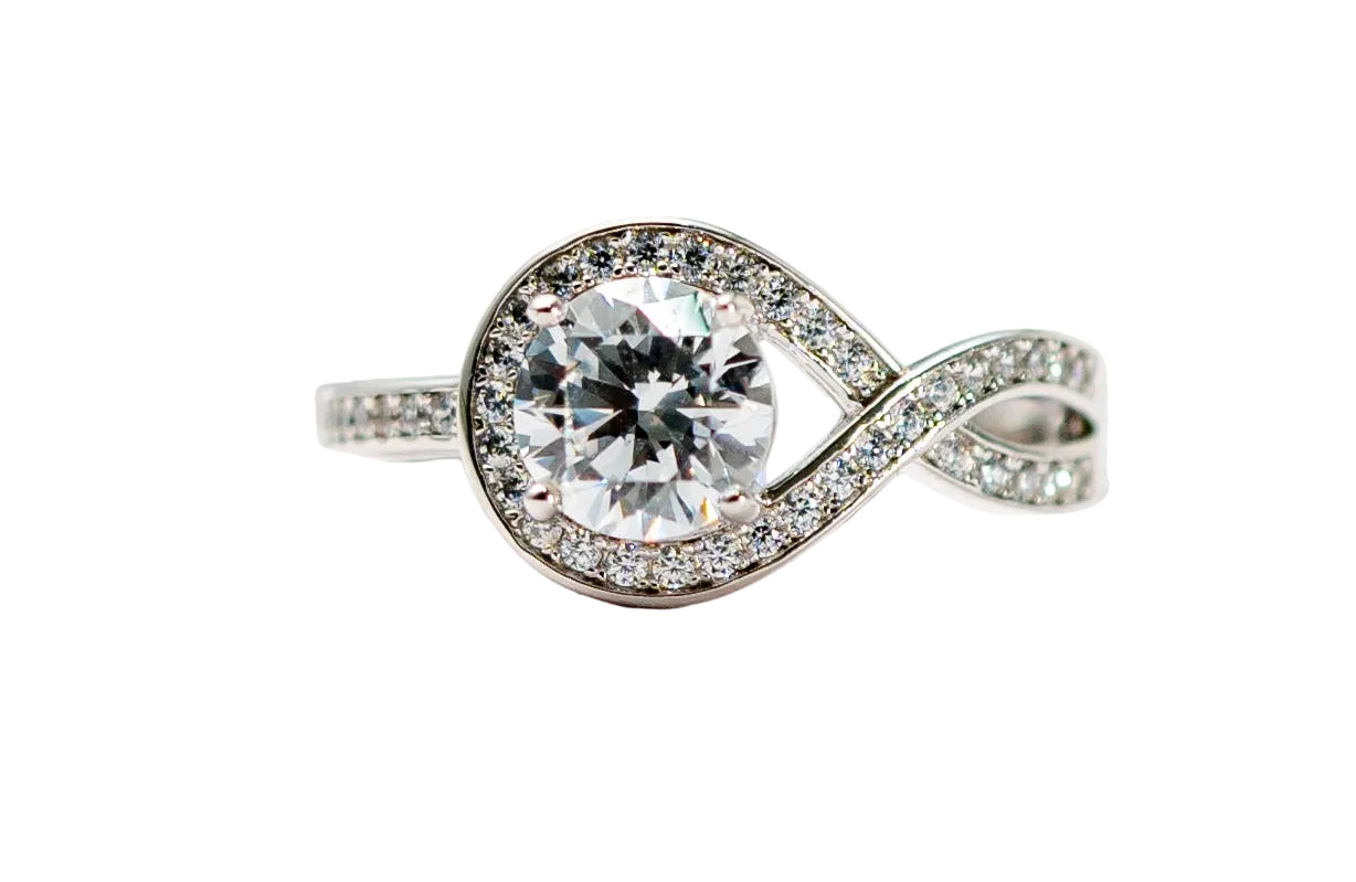 Round Cut Infinity Twist Statement Ring
