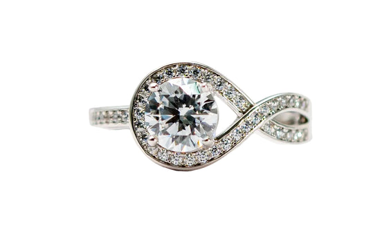Round Cut Infinity Twist Statement Ring