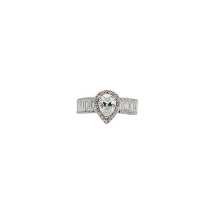 The Pear-Cut Halo Baguette Ring