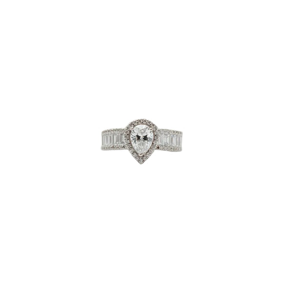 The Pear-Cut Halo Baguette Ring