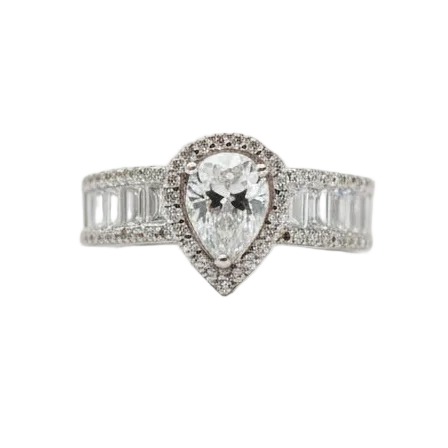 The Pear-Cut Halo Baguette Ring