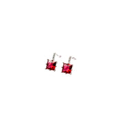 Silver Scarlet Square Studs