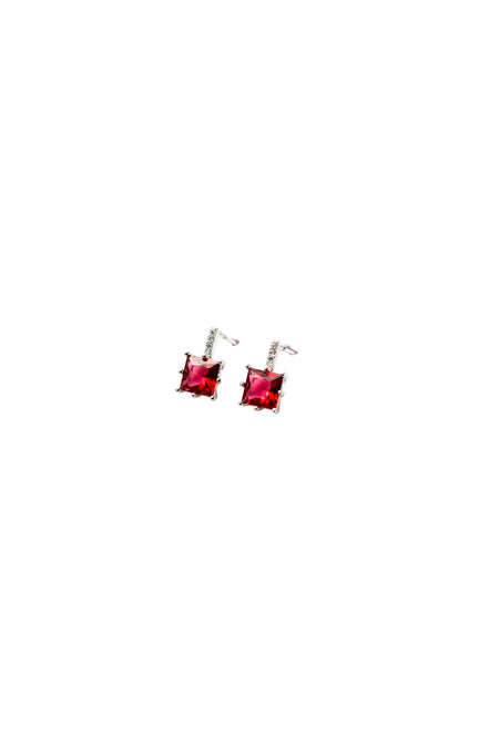 Silver Scarlet Square Studs